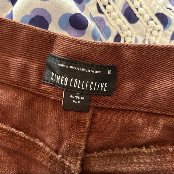 C/Meo Collective Between the Lines Crossover Waist Chocolate Brown Cropped Jeans - Picture 7 of 10